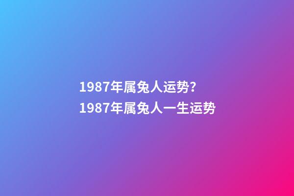 1987年属兔人运势？ 1987年属兔人一生运势